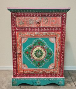 Hand Painted ALL Wood night stand Nightstand end table bed side bedside Cabinet