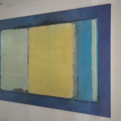 Large Abstract Color Field Painting – Blue & Yellow