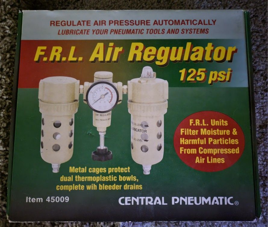 F.R.L Air Regulator 125 PSI FRL Air Regulator, 3/8"-18 NPT New