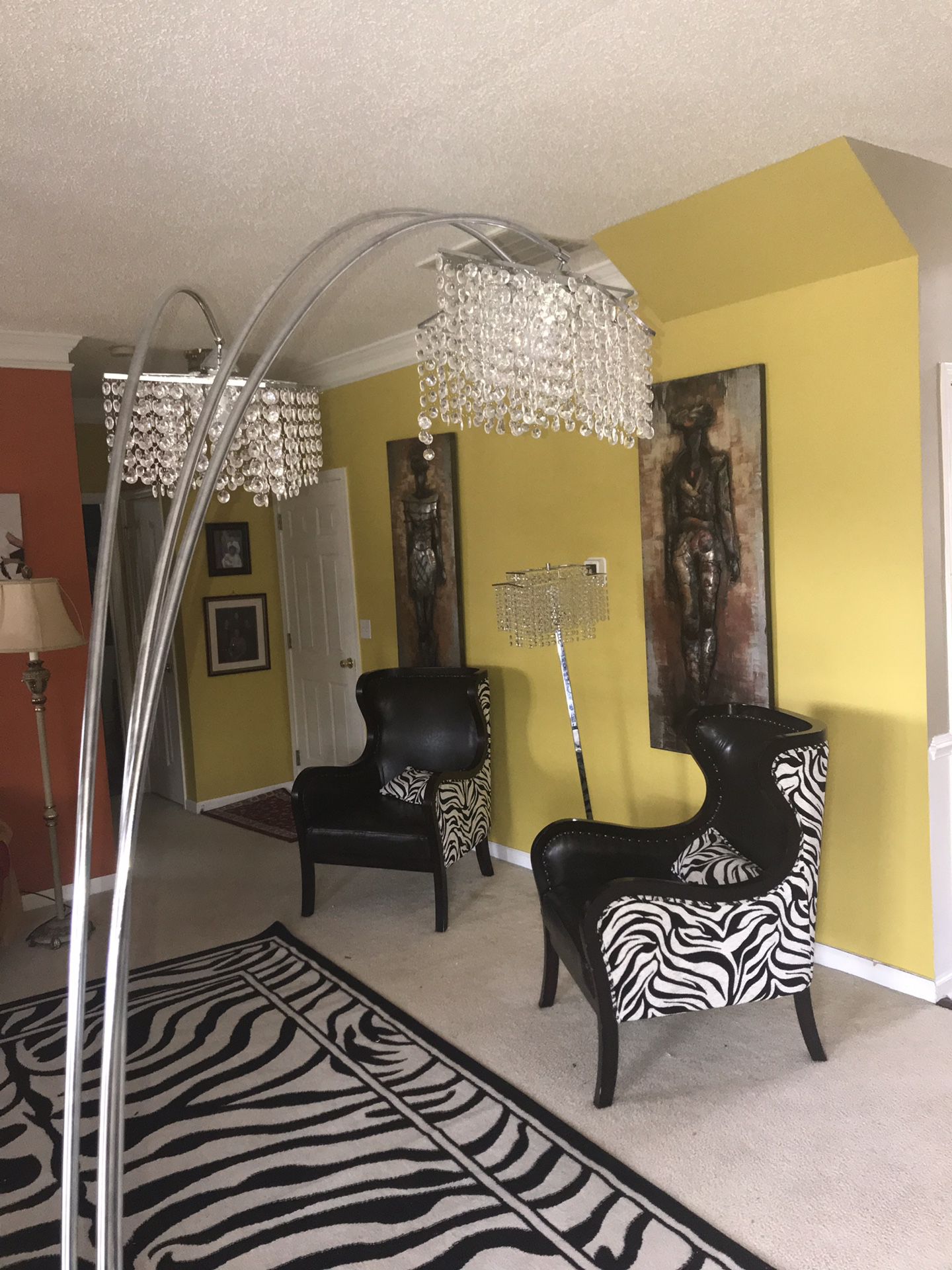 Two Crystal Floor Lamps