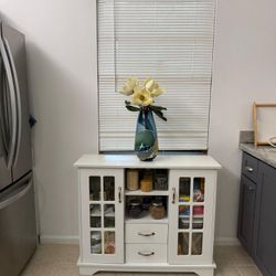 White Kitchen Storage Cabinet / Buffet Sideboard with Glass Doors