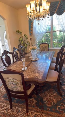 Dining table with six chairs