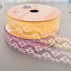 6 Yds of 1 3/8” Vintage Lace - Lavender or Yellow #040624A8 / #040624A9