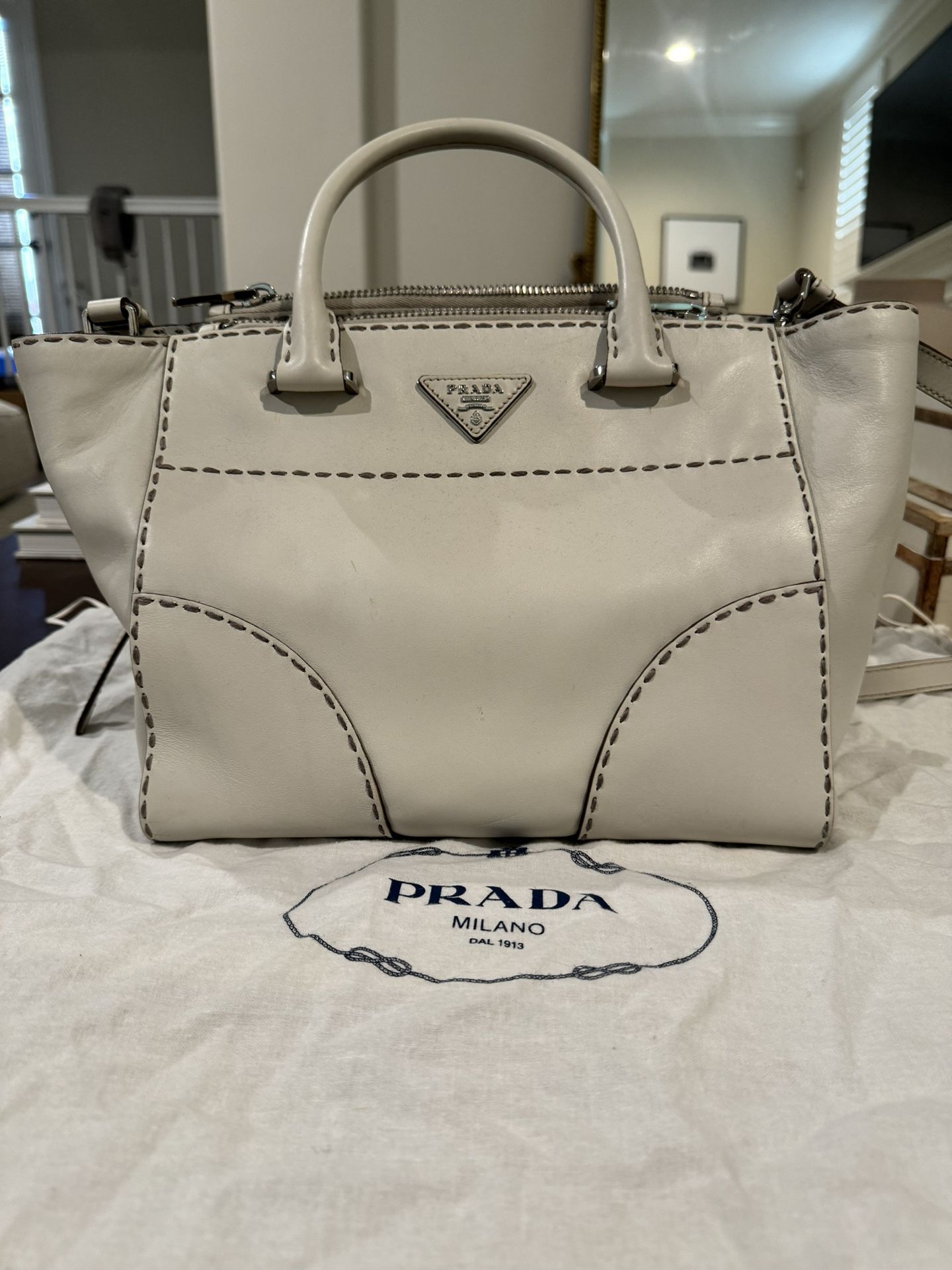 Prada City Calf Twin Pocket Tote