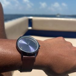 Dark Face Watch with Brown Leather Band 