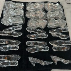 Clear Plastic Miniature Shoe Figurines Bulk Lot
