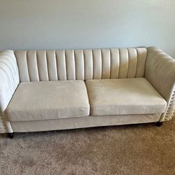 Sofa Set With Nailhead Accents, 2 Piece, Cream