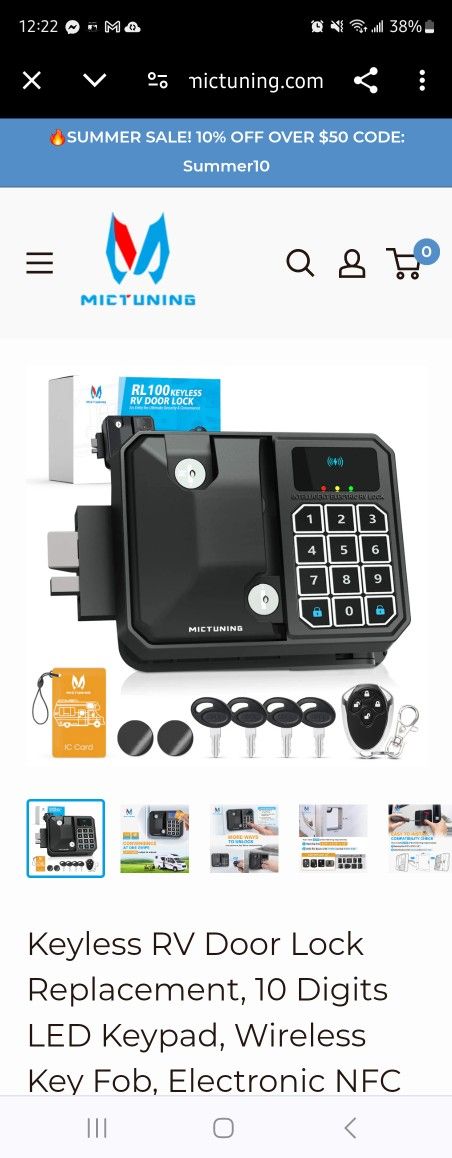 Keyless RV Door Lock Replacement, 10 Digits LED Keypad, Wireless Key Fob, Electronic NFC & Mechanical Key