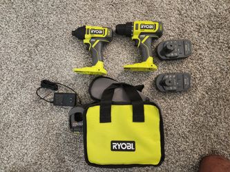 NEVER USED Ryobi 18V Drill and Impact Driver Combo Kit