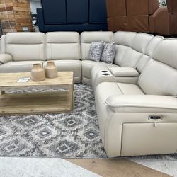 Mention Jon Green to the staff to confirm this price/offer! 🔥 Double Deal Genuine Leather Power Reclining 6 Piece Sectional Couch Set 🌟