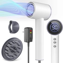 High-speed Ionic Hair Dryer with Diffuser, 1600W, LED