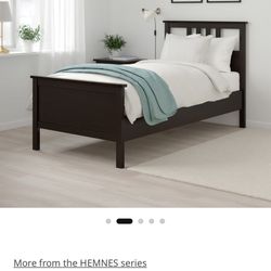 HEMNES Bed frame, black-brown, Twin