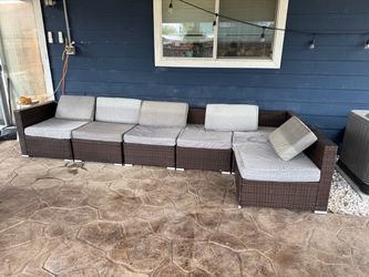 Wicker outside chair and table