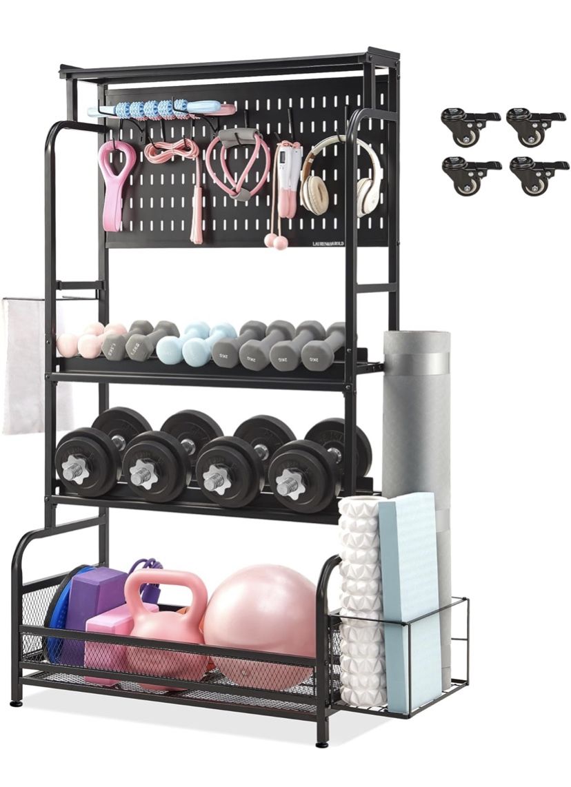 Gym Storage Organizer, Exercise Workout Equipment Storage Stand 