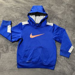 Boys Nike Blue/Gray/Orange Graphic Hoodie (Size: 7)
