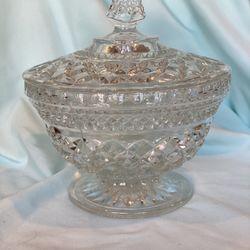 Anchor Hocking Wexford Crystal Glass Candy Bowl with Lid