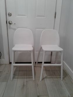 Set of 2 IKEA White Kid Bar Stools 21” height