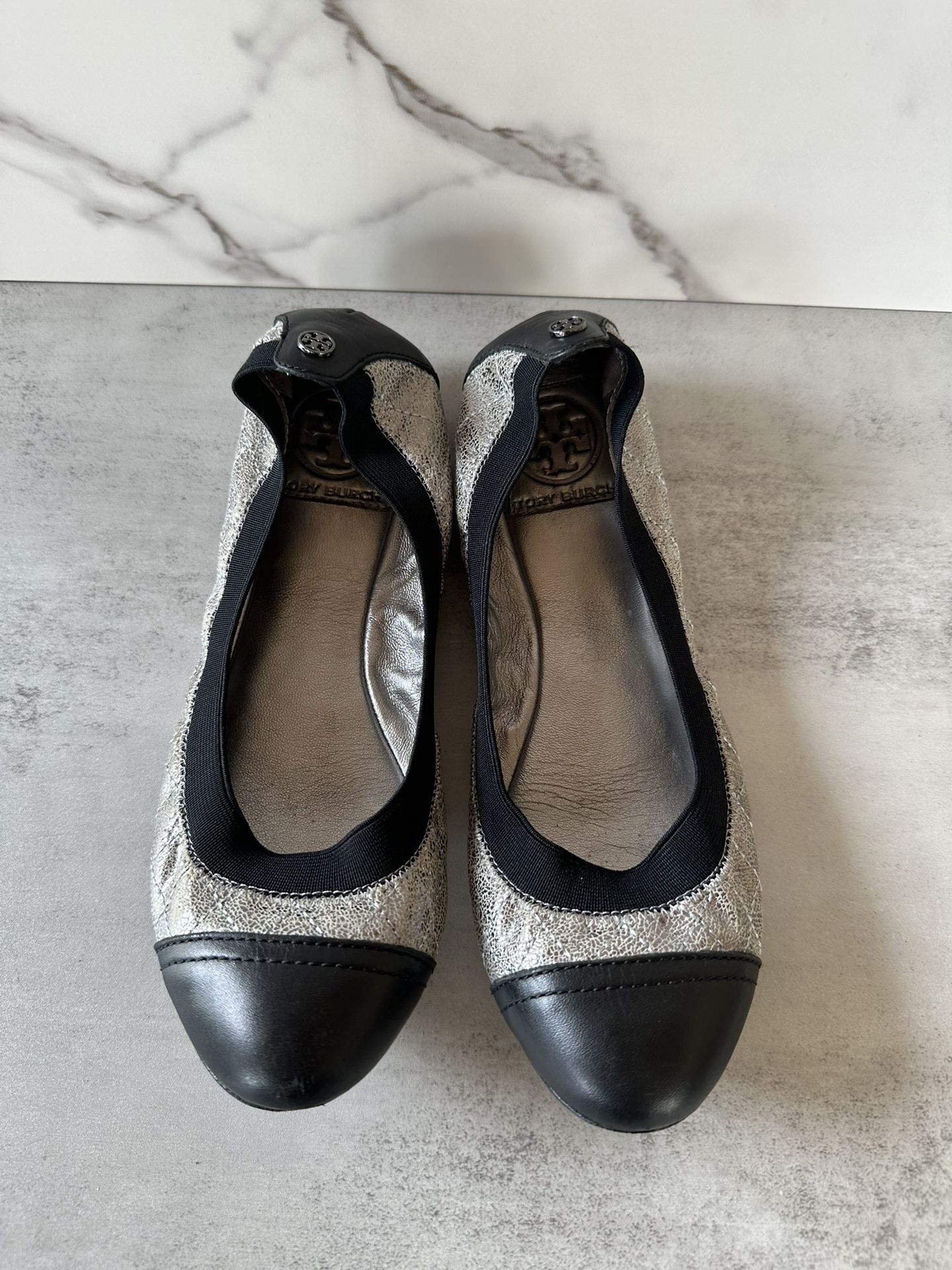 Tory Burch Ballet Flats Shoes Silver Ballet Flats - Bridgette size 6.5