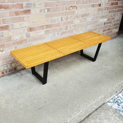Mid Century Modern George Nelson Style Slat Bench or Coffee Table Vintage