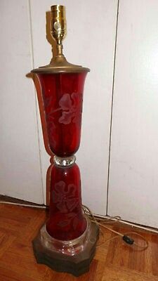 Antique glass lamp base