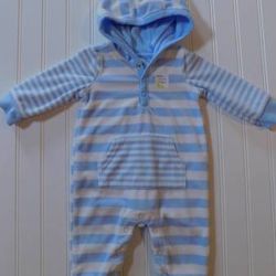 Baby Boy Carters 3-6 Month Stripe Fleece Romper Outfit