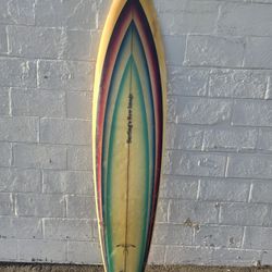 Vintage Donald Takayama 7'6" Surfboard Single Fin Airbrush Deck 1970's