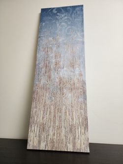 Tall Narrow Abstract Canvas Wall Art | Blue Neutral Decor