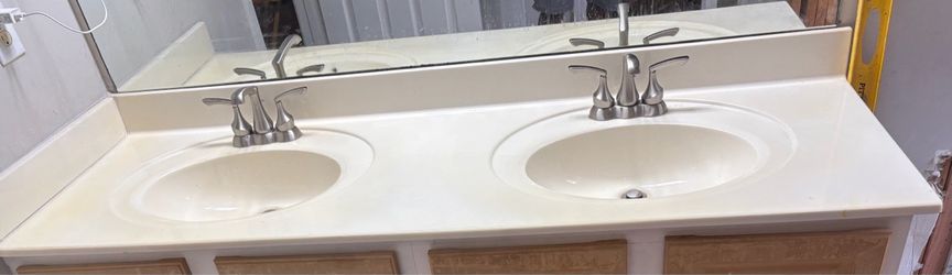 Double Sink Bathroom Vanity Countertop with Faucets
