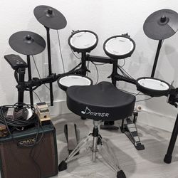 Electric Drum Set With Amp And Chair