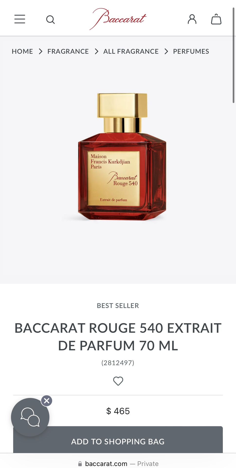 BACCARAT ROUGE 540 EXTRAIT DE PARFUM 70 ML