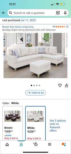 Bendigo Right Facing Sectional Sofa with Ottoman