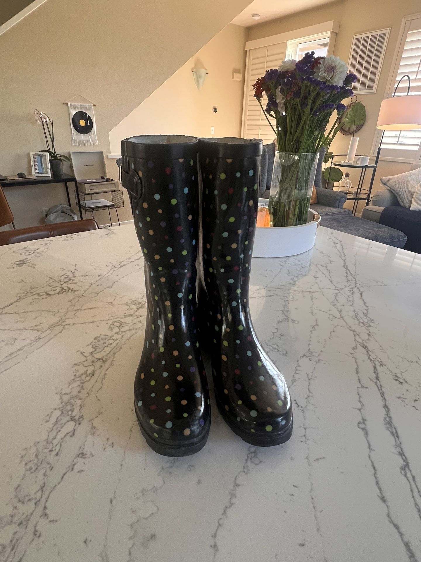 π Rainbow Polka Dot Rain Boots βοΈ
