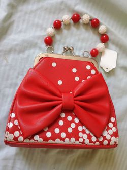 Red Polka Dot Bow Clasp Mini Purse