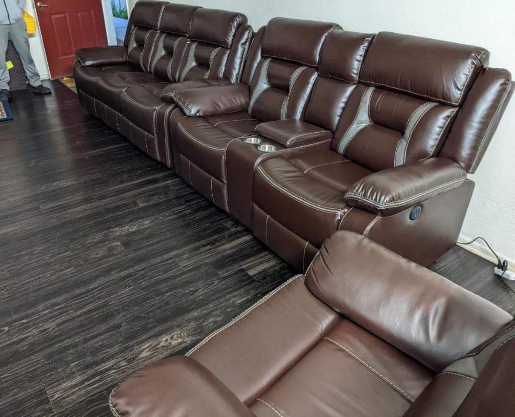New Power Recliner Couch , Loveseat And Chair Only $50 Down Payment