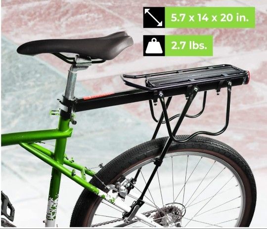  Bicycle Cargo Rack, Rear Rack for Bicycle fits Most Mountain Bikes and Road Bikes for Bike Luggage Rack, Lightweight Aluminum Alloy Quick-Connect 