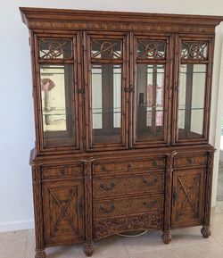 Vintage Broyhill faux bamboo china cabinet