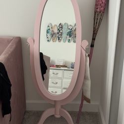 Pink Oval Floor Mirror