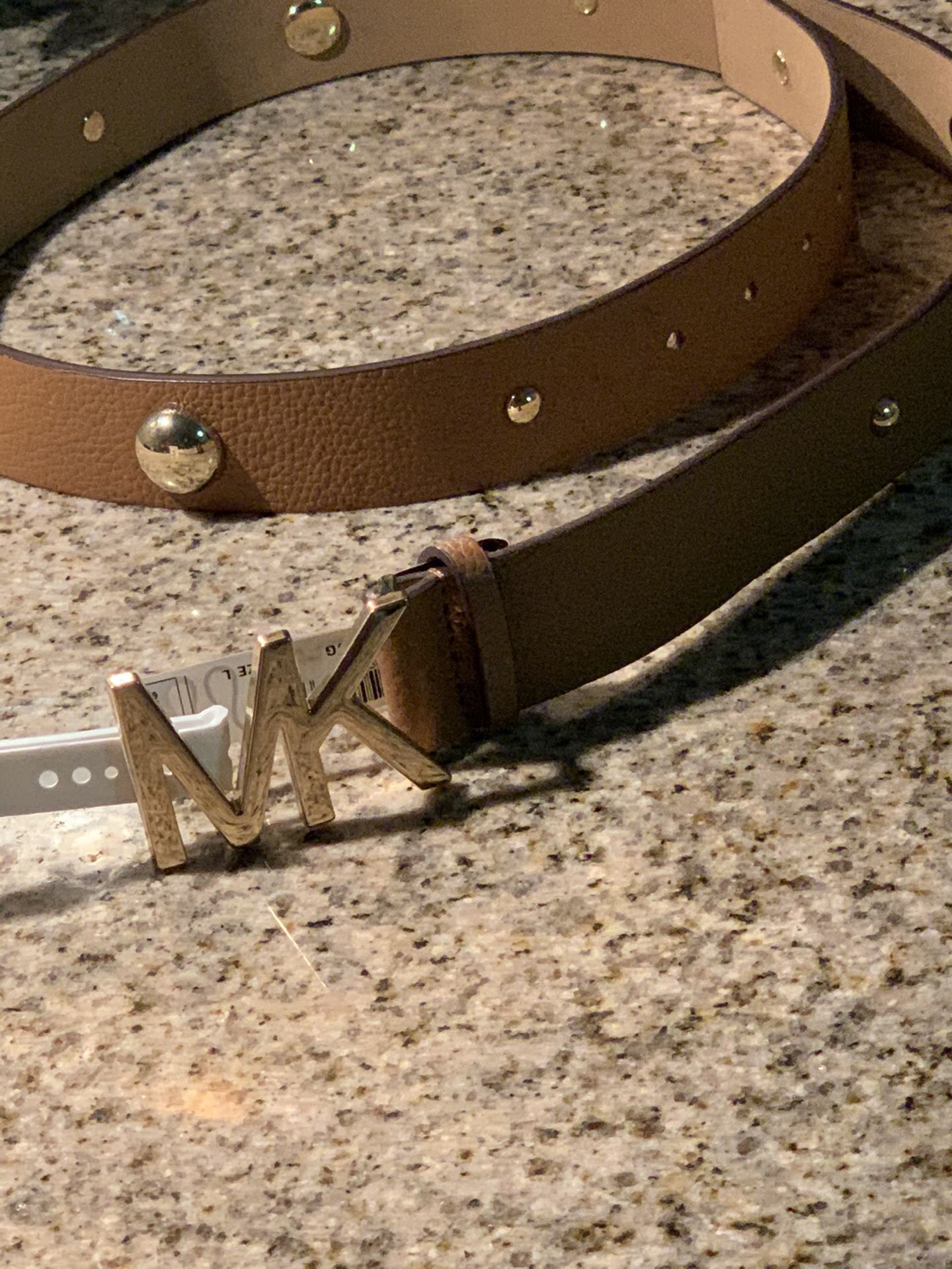 MICHAEL KORS??”MK STUDDED PEBBLE LEATHER BELT~Sz:L  display picture 3