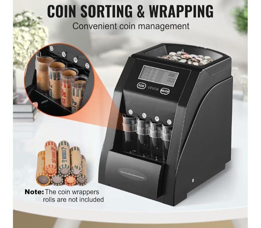 Coin Sorter And Wraper And Counter