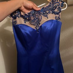 Beautiful Royal Blue Prom Dress Hand Beaded 