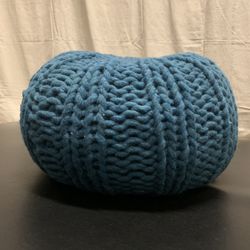 Knit ottoman poof-teal