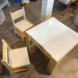 Kids Table and Chair Set, 3 in 1 Wooden Activity Table with Storage Drawer for Toddlers Drawing, Reading, Crafts, 2 in 1 Detachable Tabletop Table Set