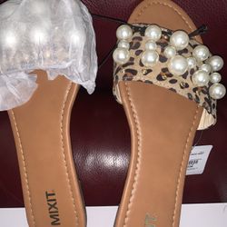 Leopard Flats W/ Pearls $20.00  Sandals 👡 