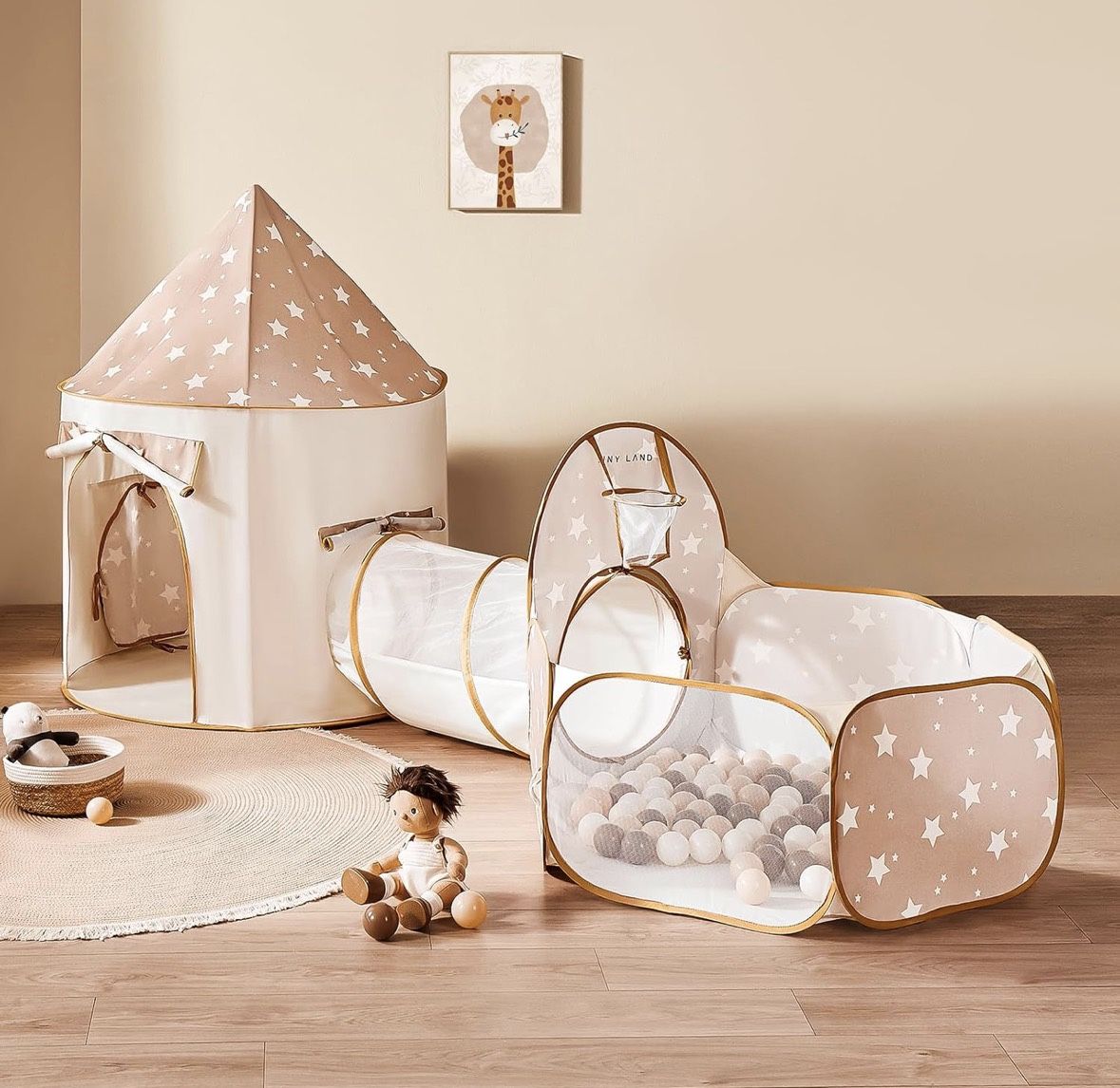 Tiny Land Kids Play Tent with Tunnel, Pop Up Play Tent with Ball Pits for Toddlers, Baby Tent with Carry Bag, Toddler Tents Indoor