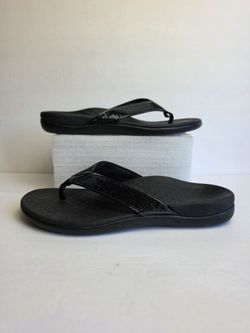 Vionic Tide Sequin Toe Post Orthotic Sandals Black Size 8