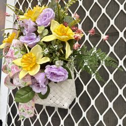 Handmade Spring Faux Floral Basket For Front Door 🌼