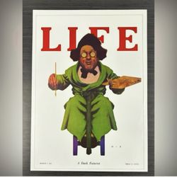 LIFE - A DARK FUTURIST Original Vintage Print Poster Maxfield Parrish Fine Art Deco Nouveau Artist Antique Collectible Neoclassical Allegory Painter