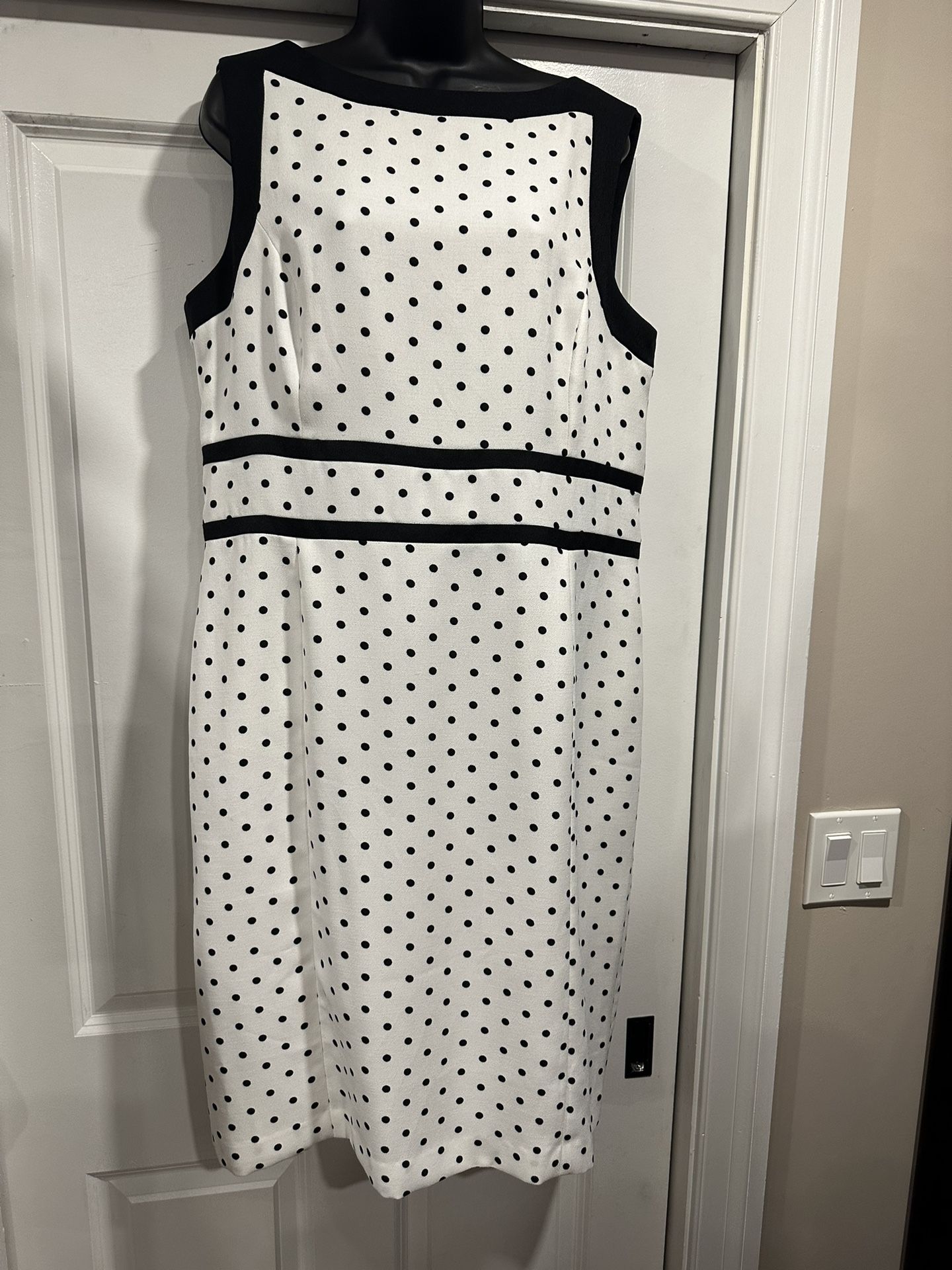 Classic Black and White Polka Dot Midi Dress