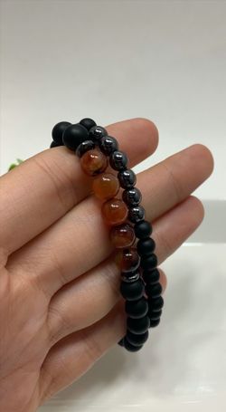 2pcs Adjustable Frosted Natural Stone Beads Bracelet Energy Stone Agate Beads