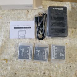 Action Camera Battery 3pack and Charger 